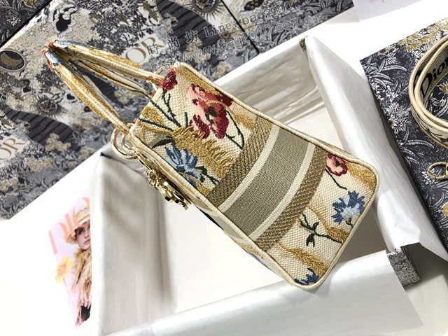 Dior女包 迪奧Lady D-Lite五格刺繡扶桑花手袋 Dior手提肩背斜挎包  dfk1810